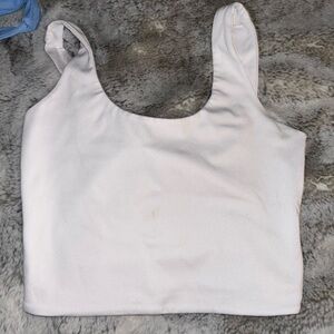 white workout fabric crop with back detail
